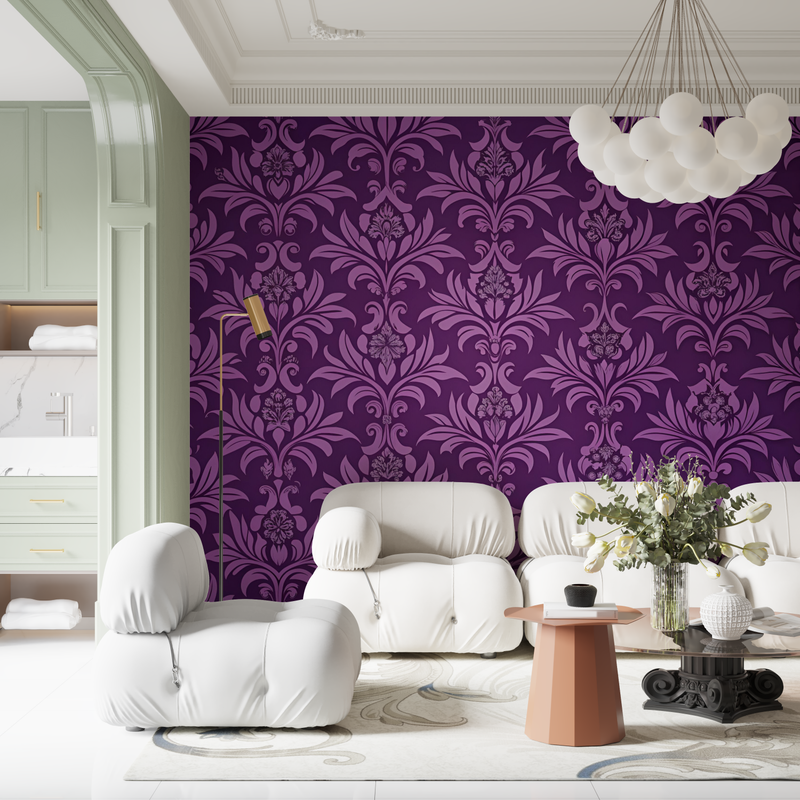 Papier Peint Baroque Mauve - mur