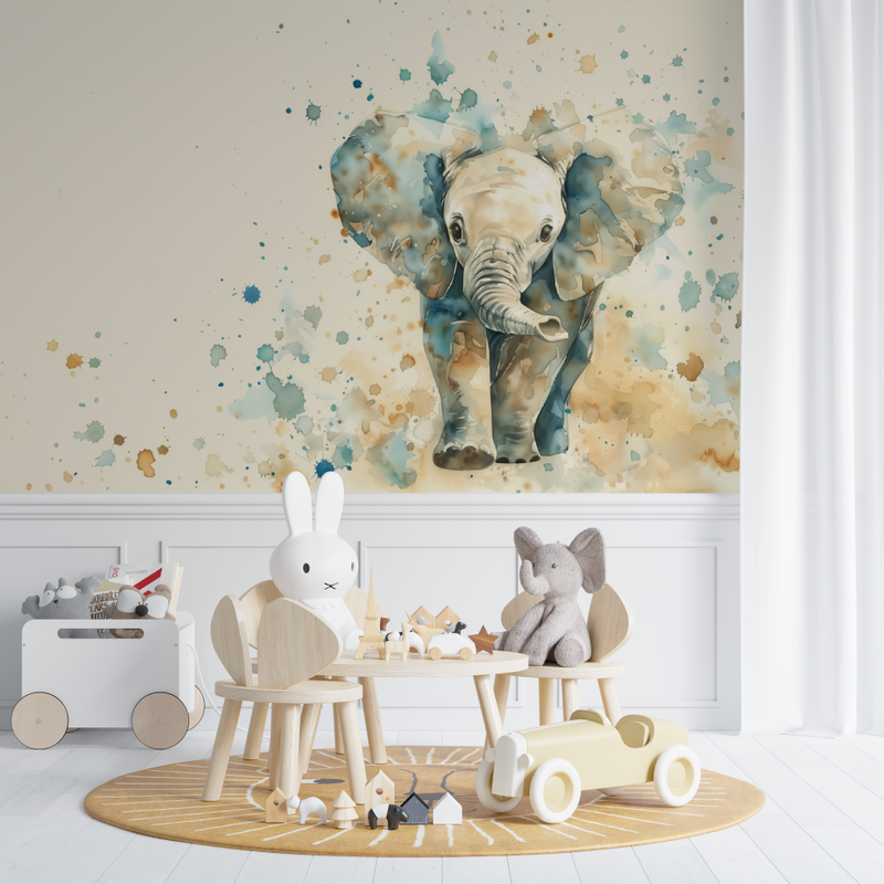 Papier peint bébé éléphant - bebe unisexe