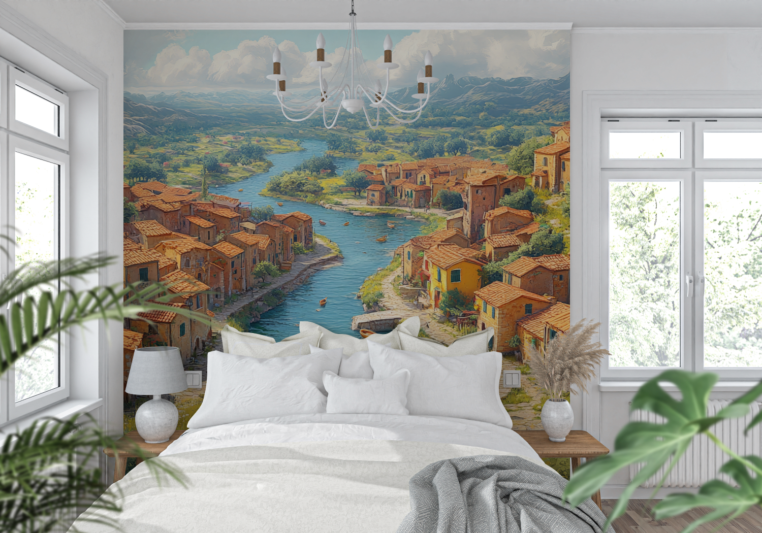 Papier Peint Panoramique Paysage Italien Peinture - mur cuisine