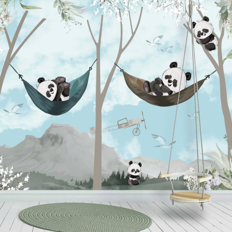 Dieren Behang <br/> Blue Panda Panoramisch en Hangmat