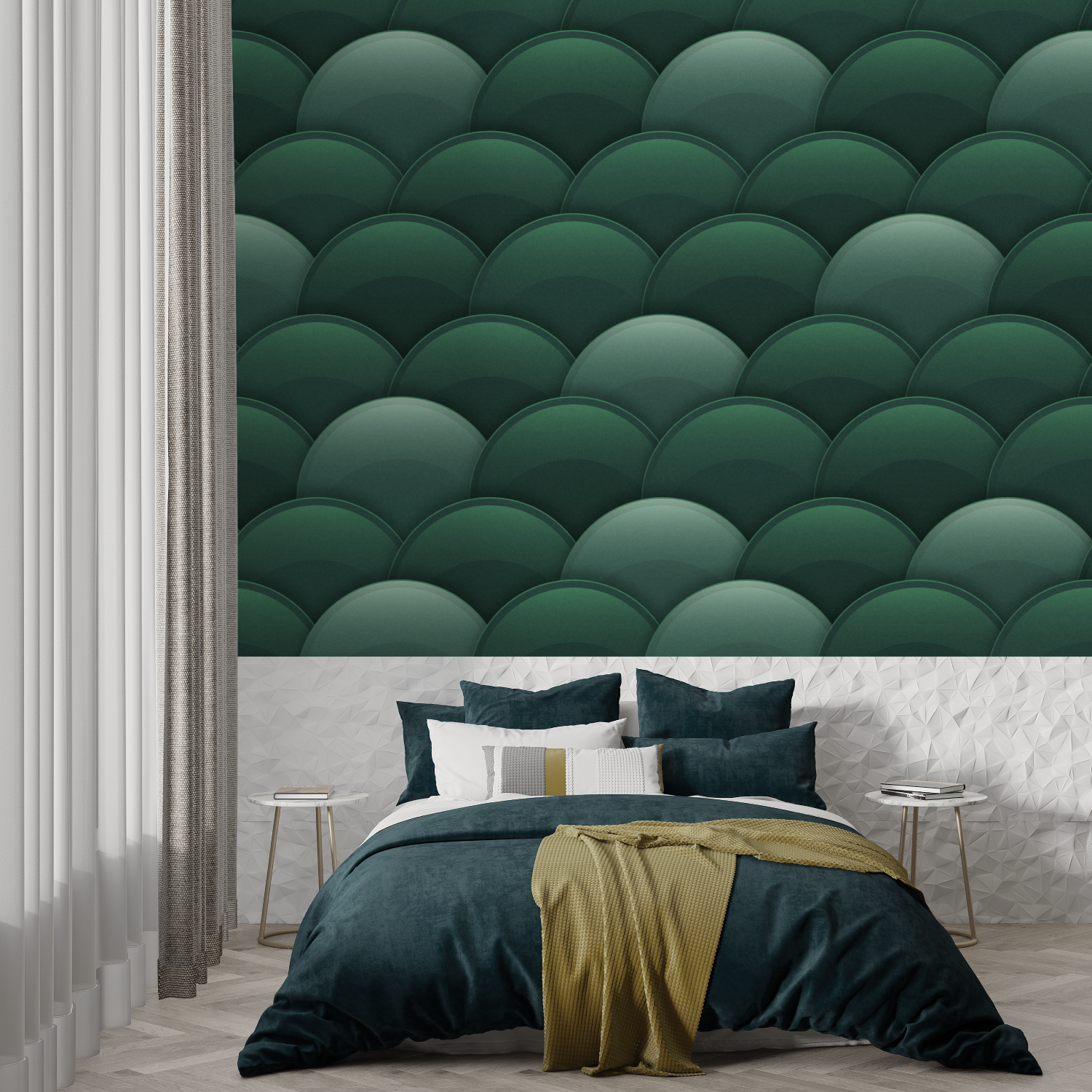 Papier Peint Vert Chambre Adulte - panoramique tendance