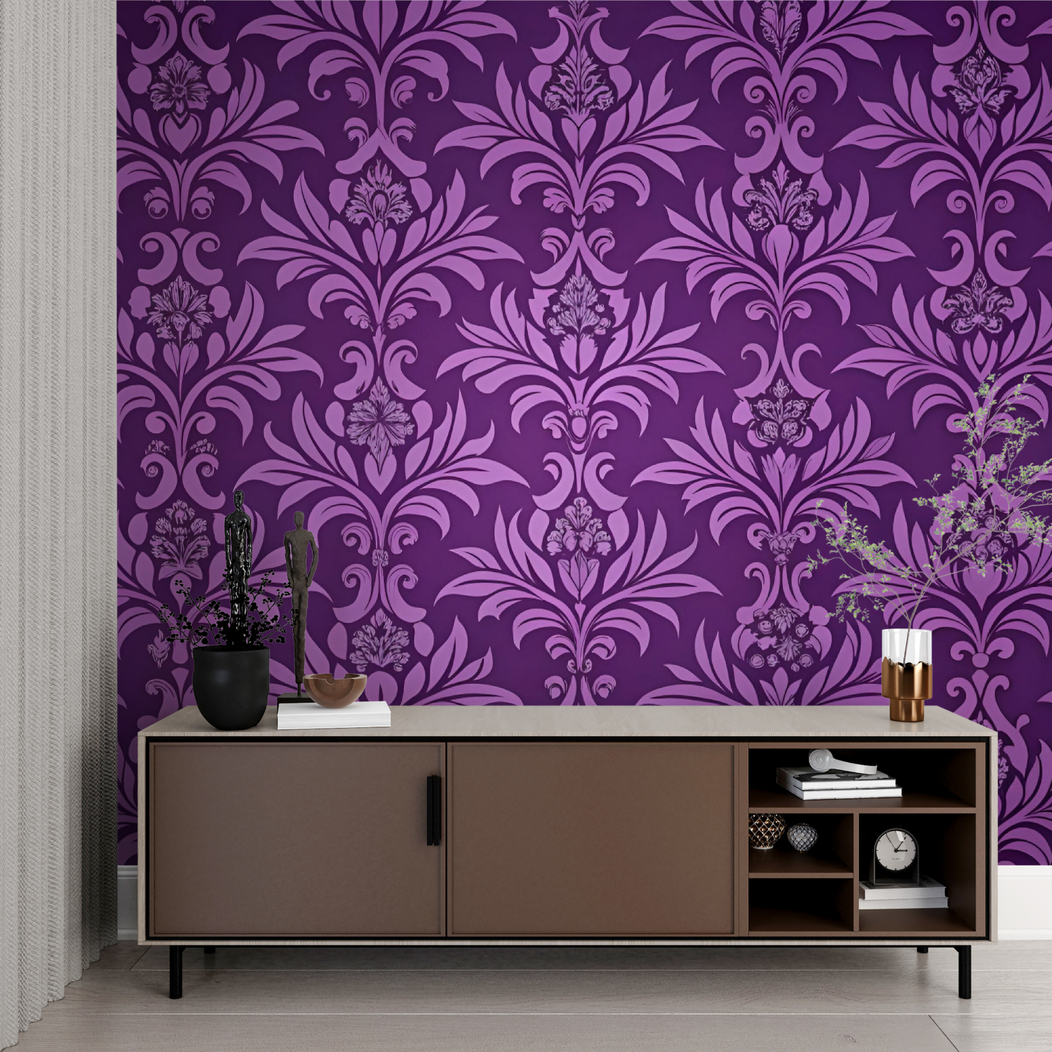 Papier Peint Baroque Violet - mur