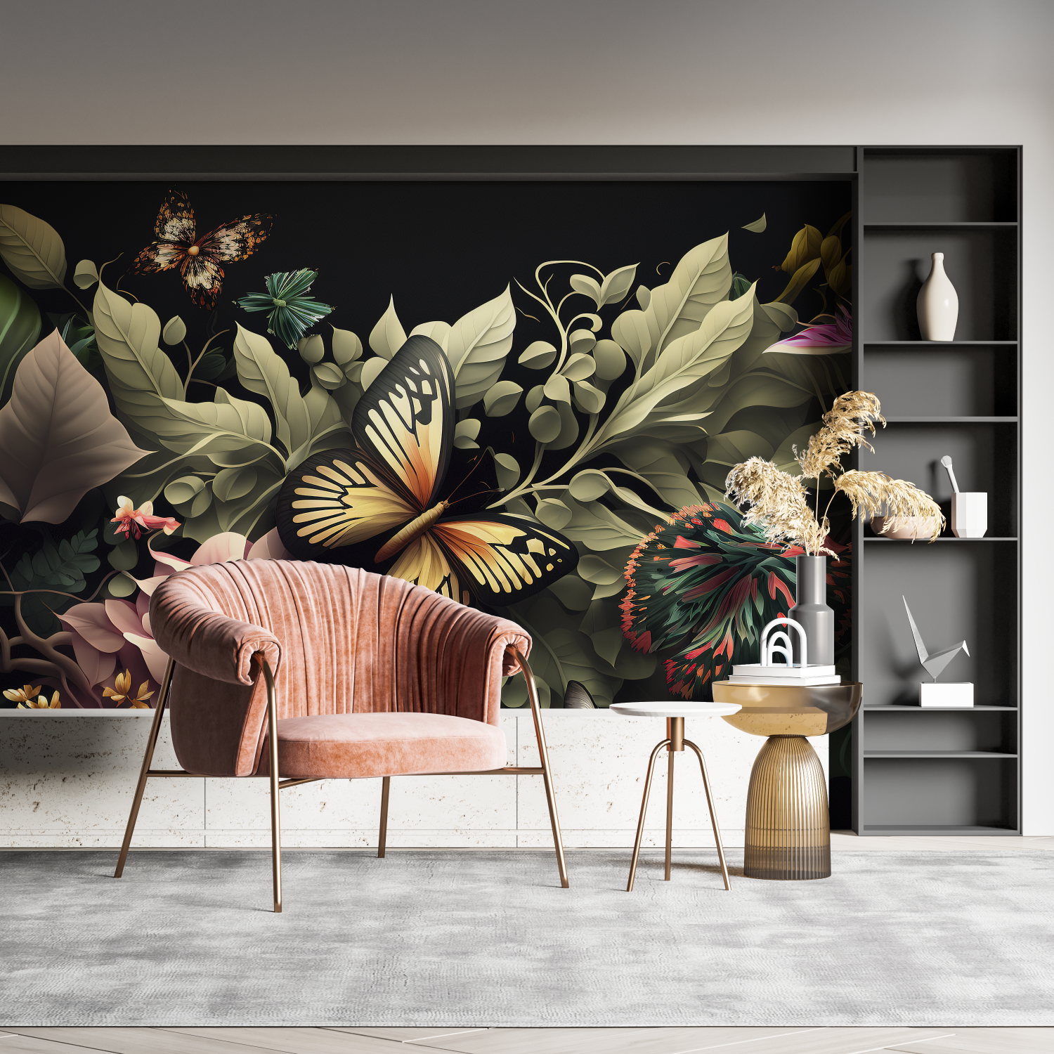 Zwart Achtergrondbehang Met Bloemen - Second Image