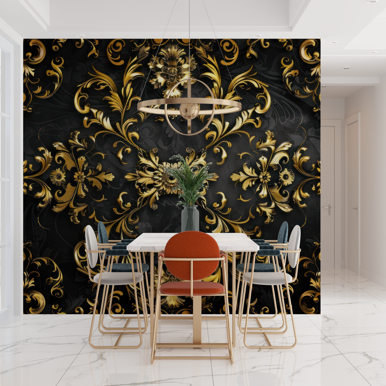 Slaapkamer zwart en goud behang - Second Image