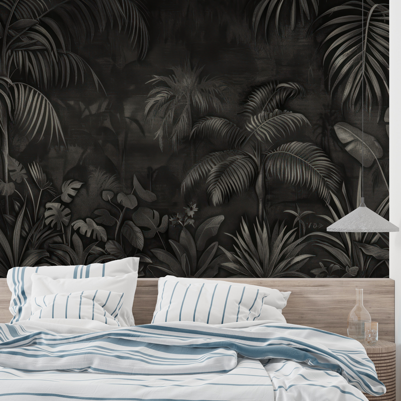 Papier Peint Tropical Noir - mural