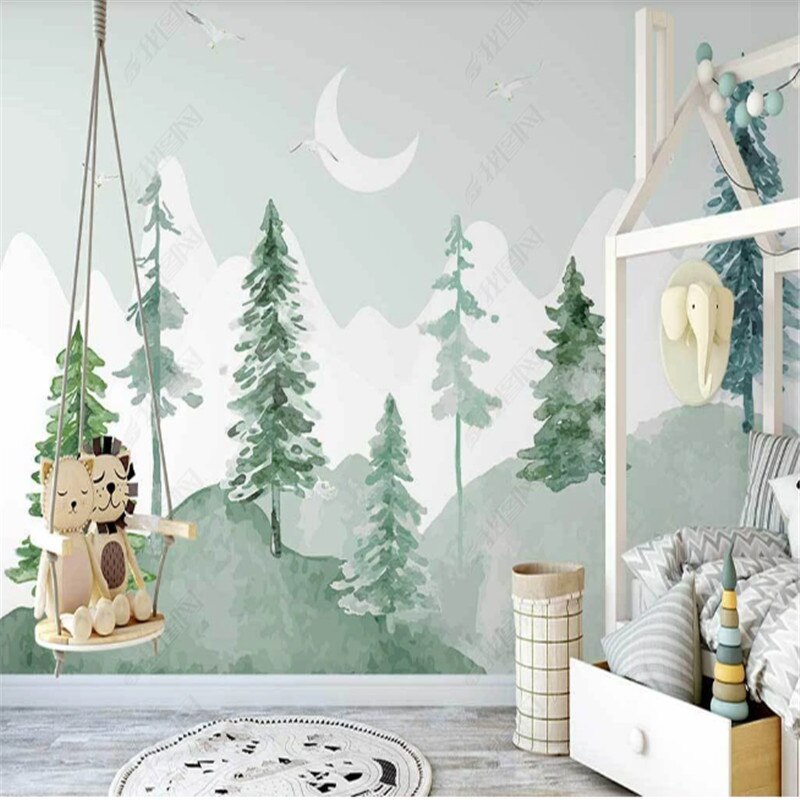 Klassiek babybehang <br/> Groen bos aquarel