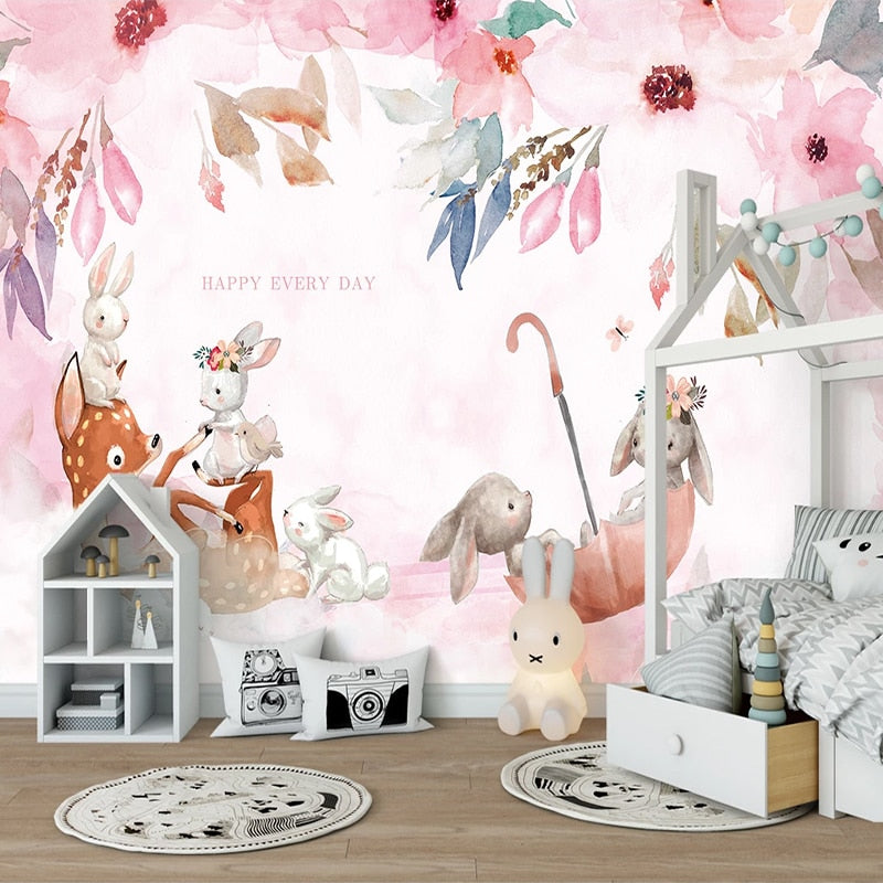 Animals Wallpaper <br/> Umbrella and Flowers