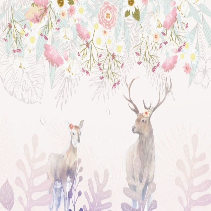 Dieren Behang <br/> Hert met bloemen