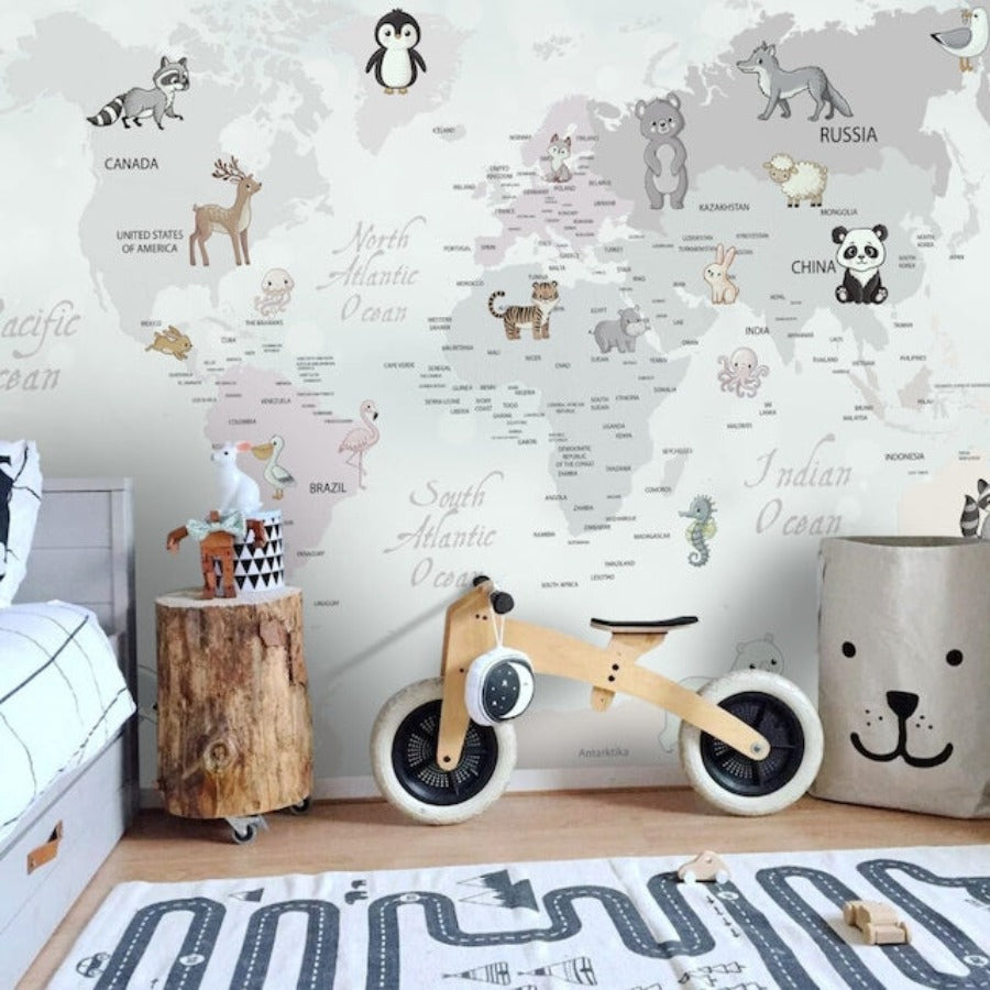 World Map Wallpaper <br/> Baby Animals