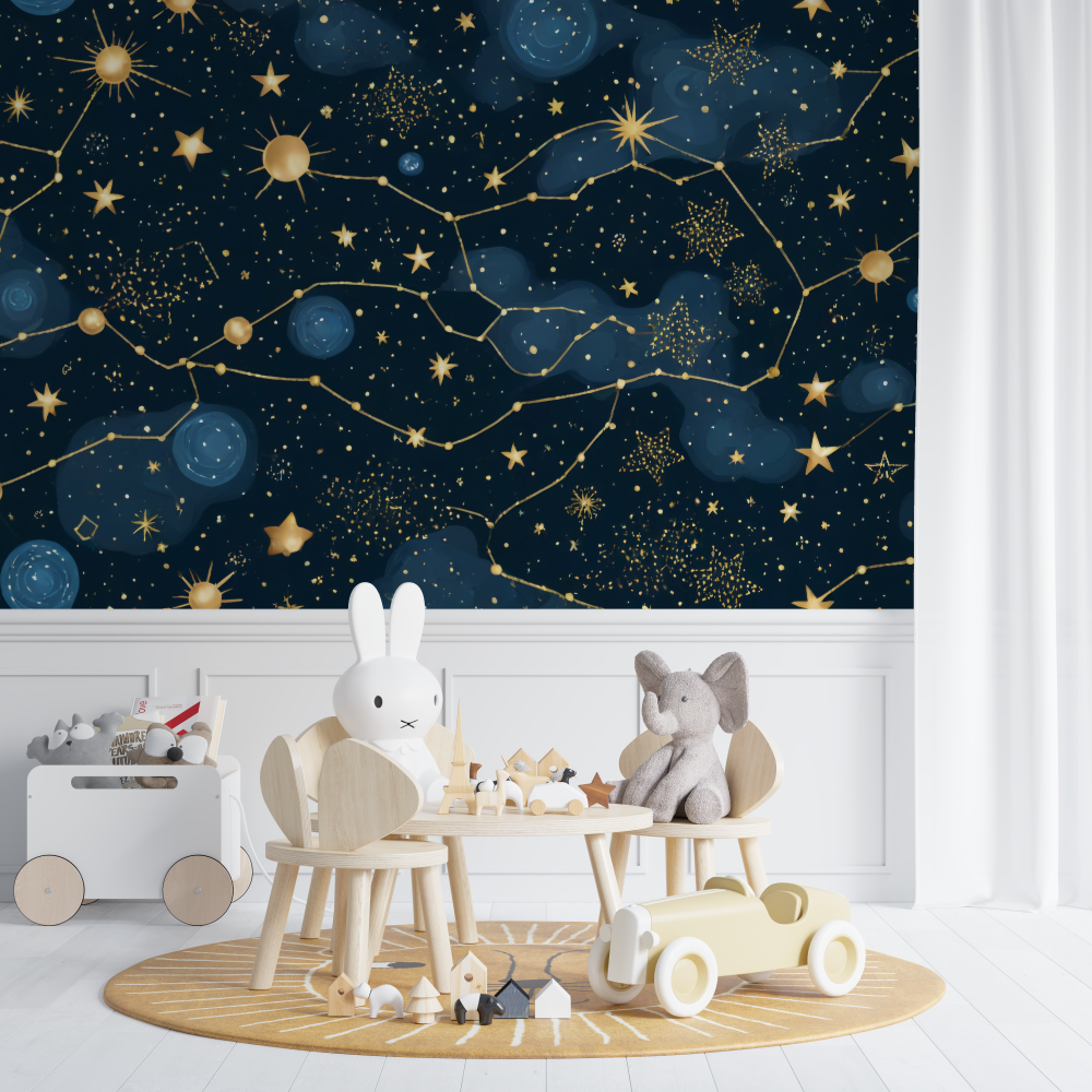 Papier peint ado constellations detoiles chambre de bebe