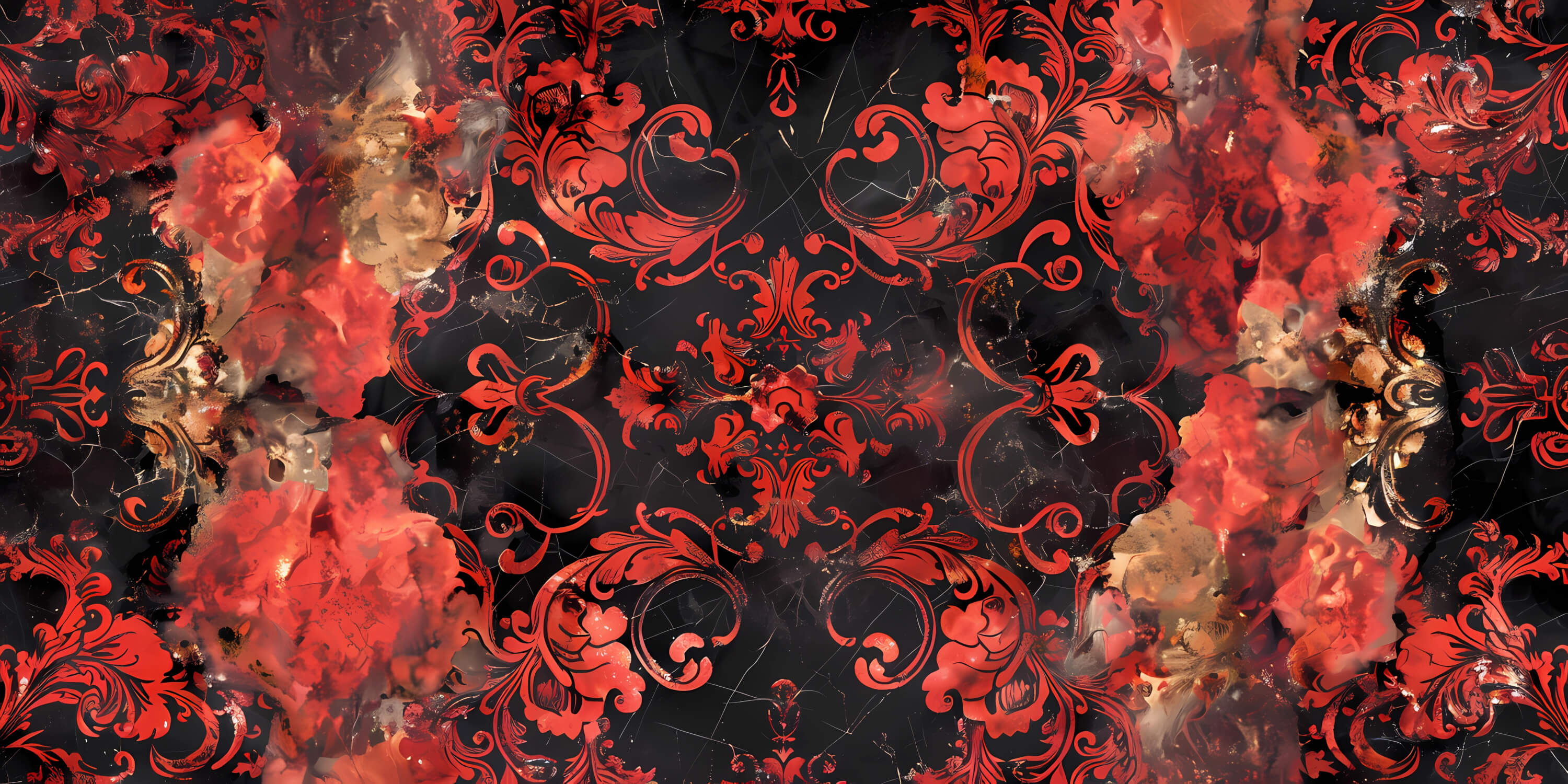 Papier Peint Baroque Rouge Et Noir