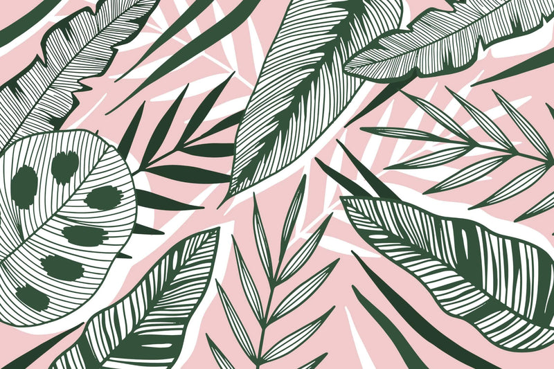 Papier Peint Jungle Vert Et Rose