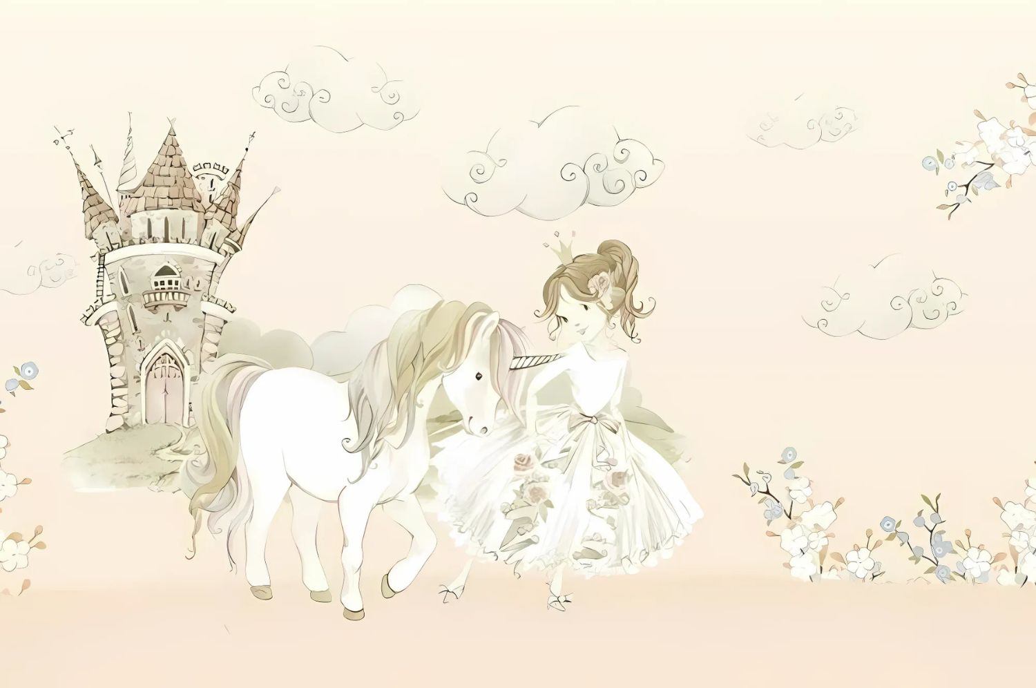 Princess and unicorn wallpaper