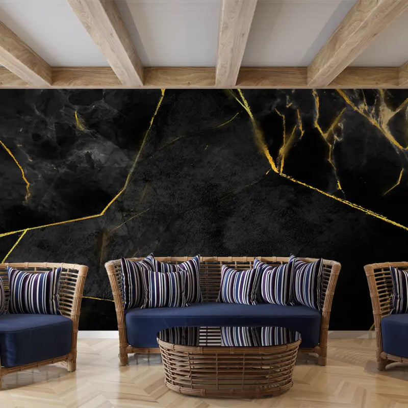 Black and Gold Marble Wallpaper - Second Image