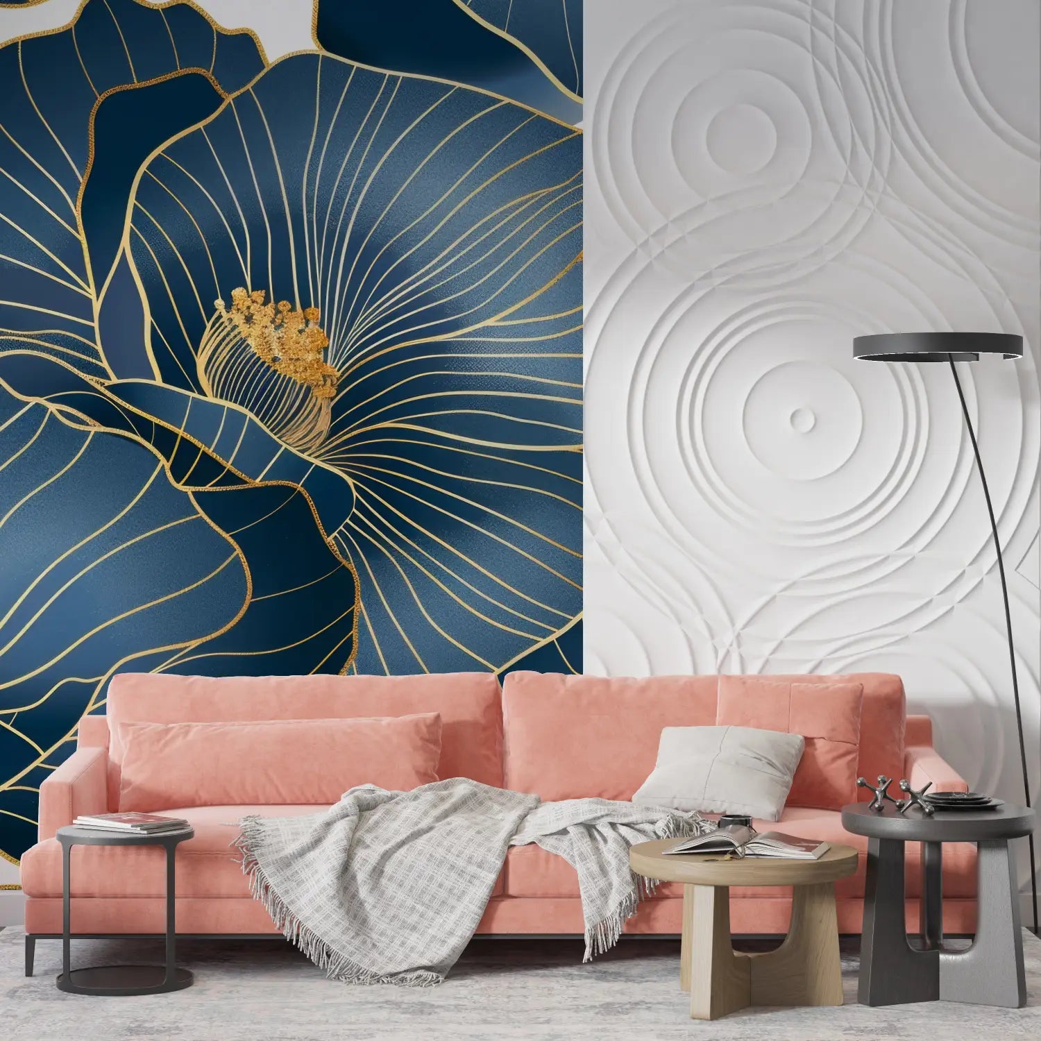 Art Deco gouden bloemen behang - Second Image