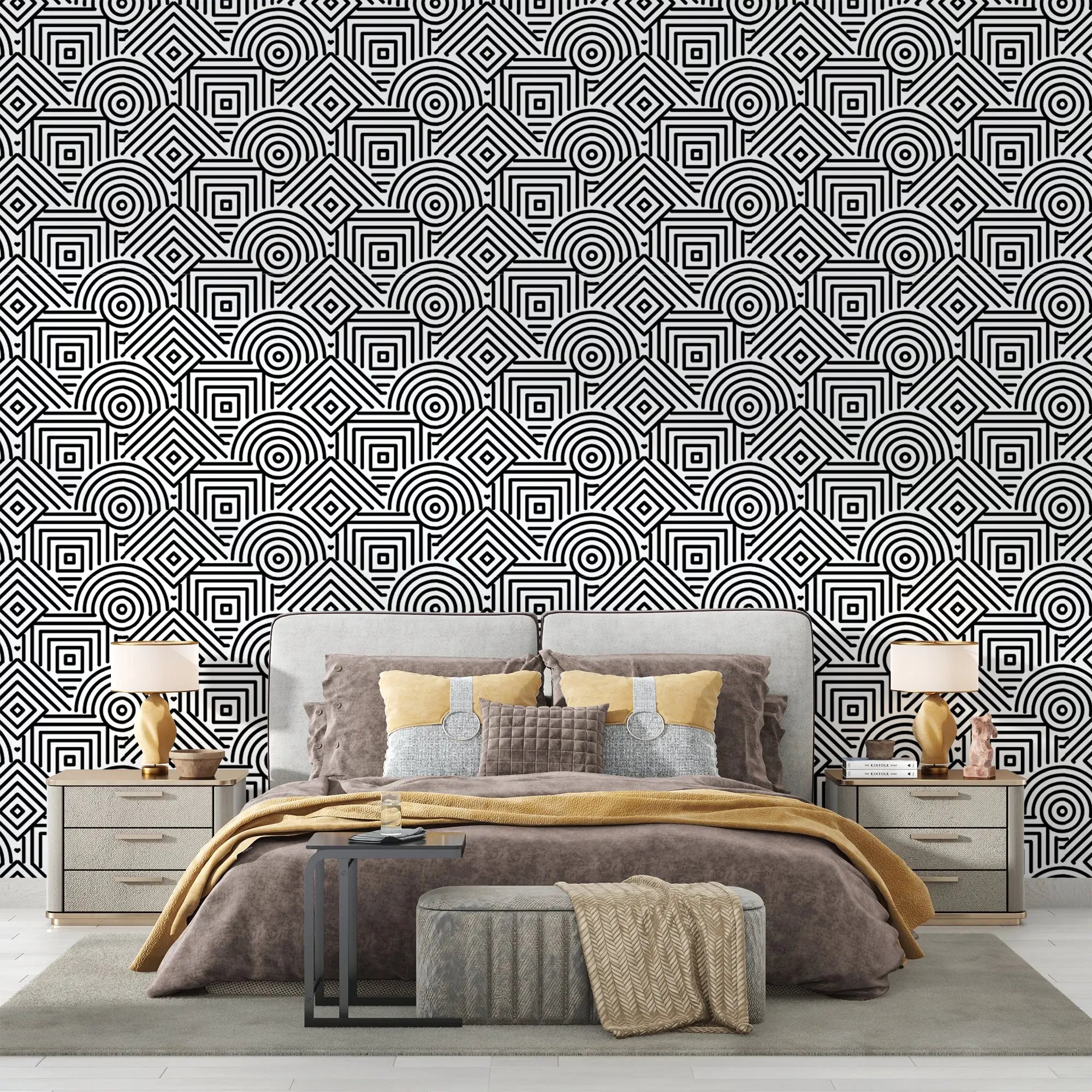 Black and white art deco wallpaper