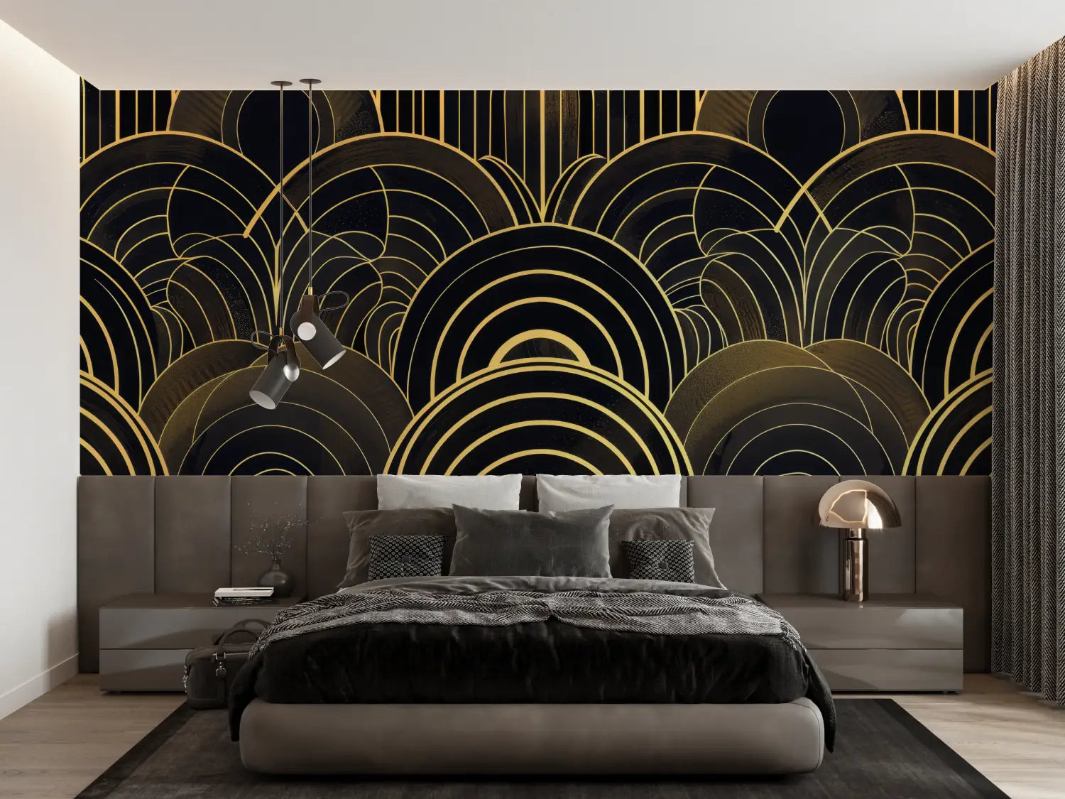 Zwart en goud art deco behang - Second Image