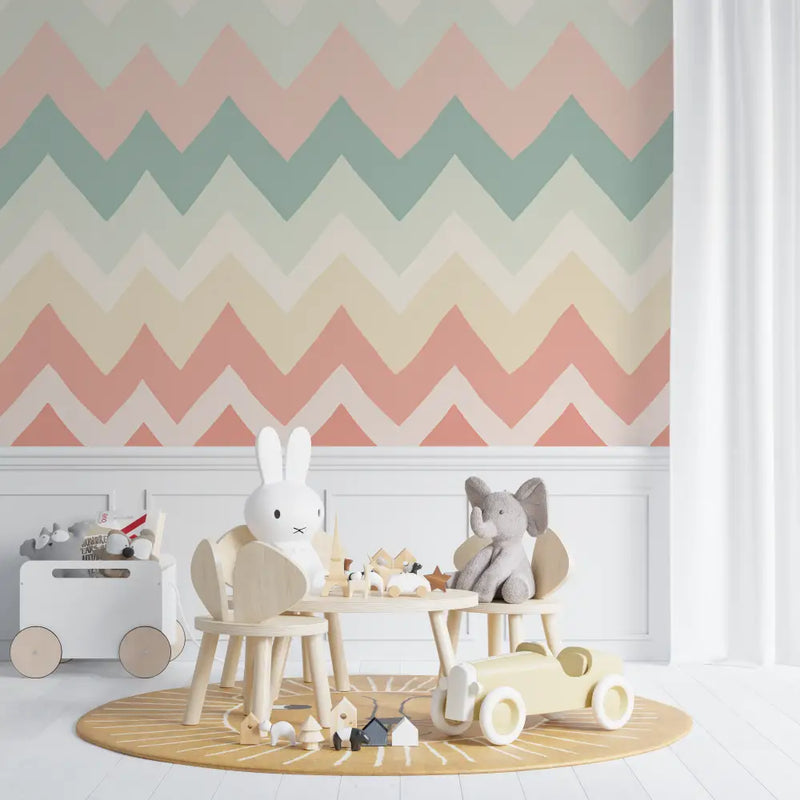 Papier peint bébé Motifs chevrons design - chambre bébé