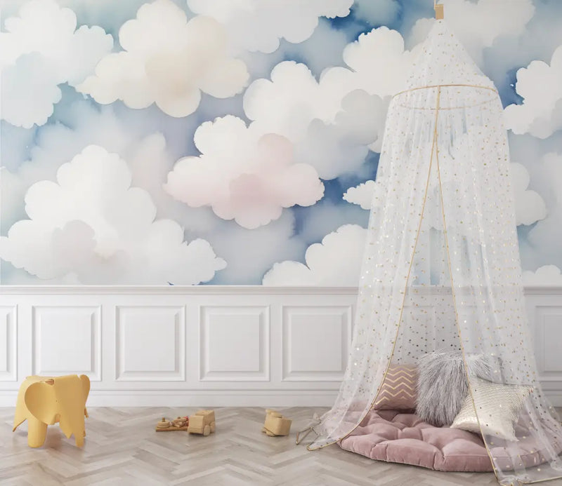 Papier peint bébé Nuages moelleux - bebe