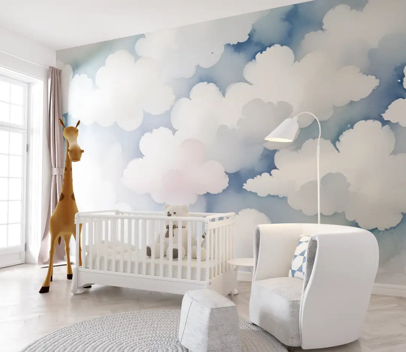 Papier peint bébé Nuages moelleux - chambre de bebe