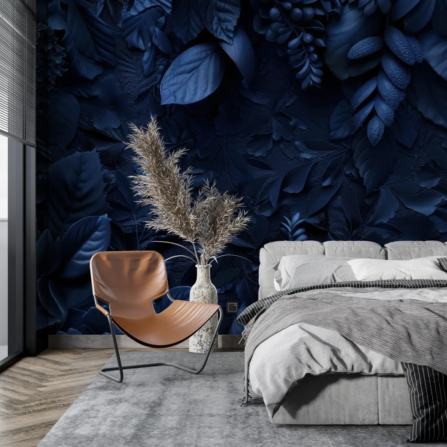 Papier Peint Bleu Nuit Chambre - tendance mur