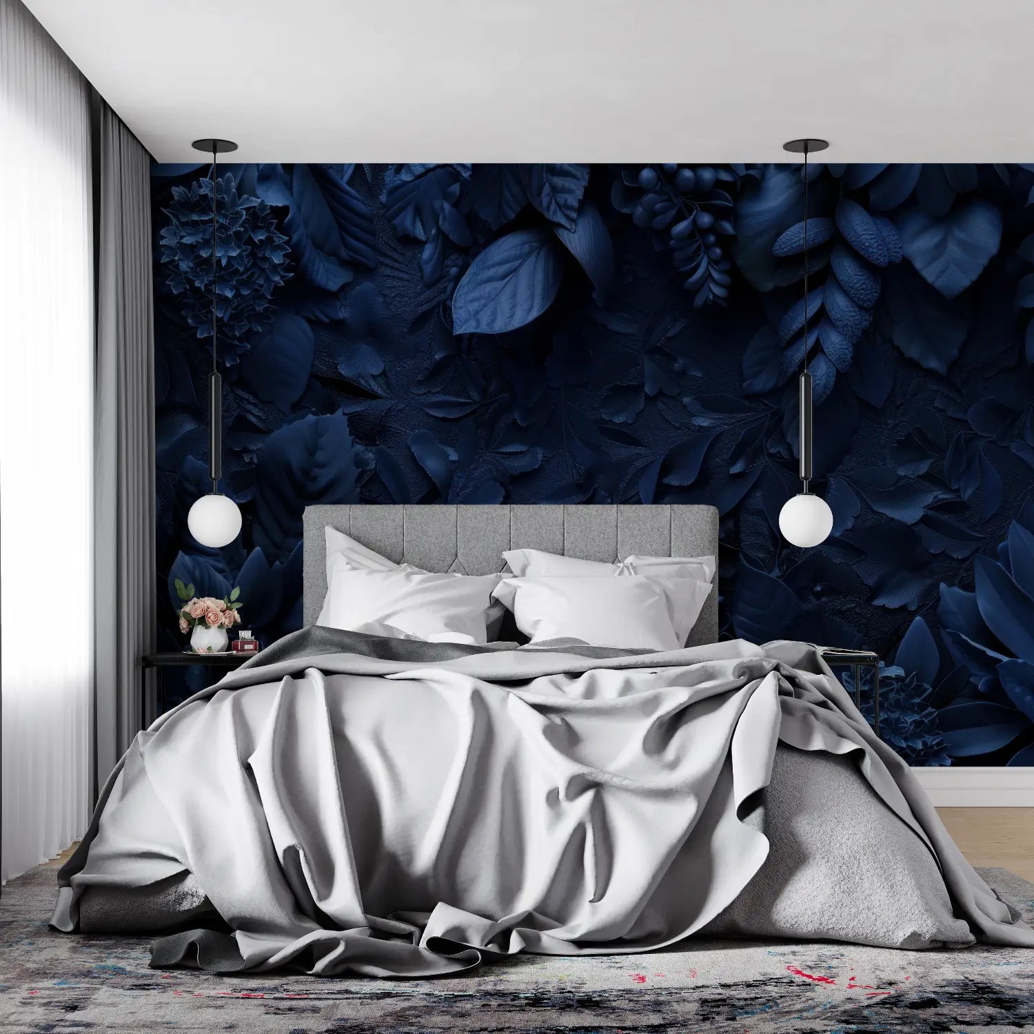 Papier Peint Bleu Nuit Chambre - 4murs