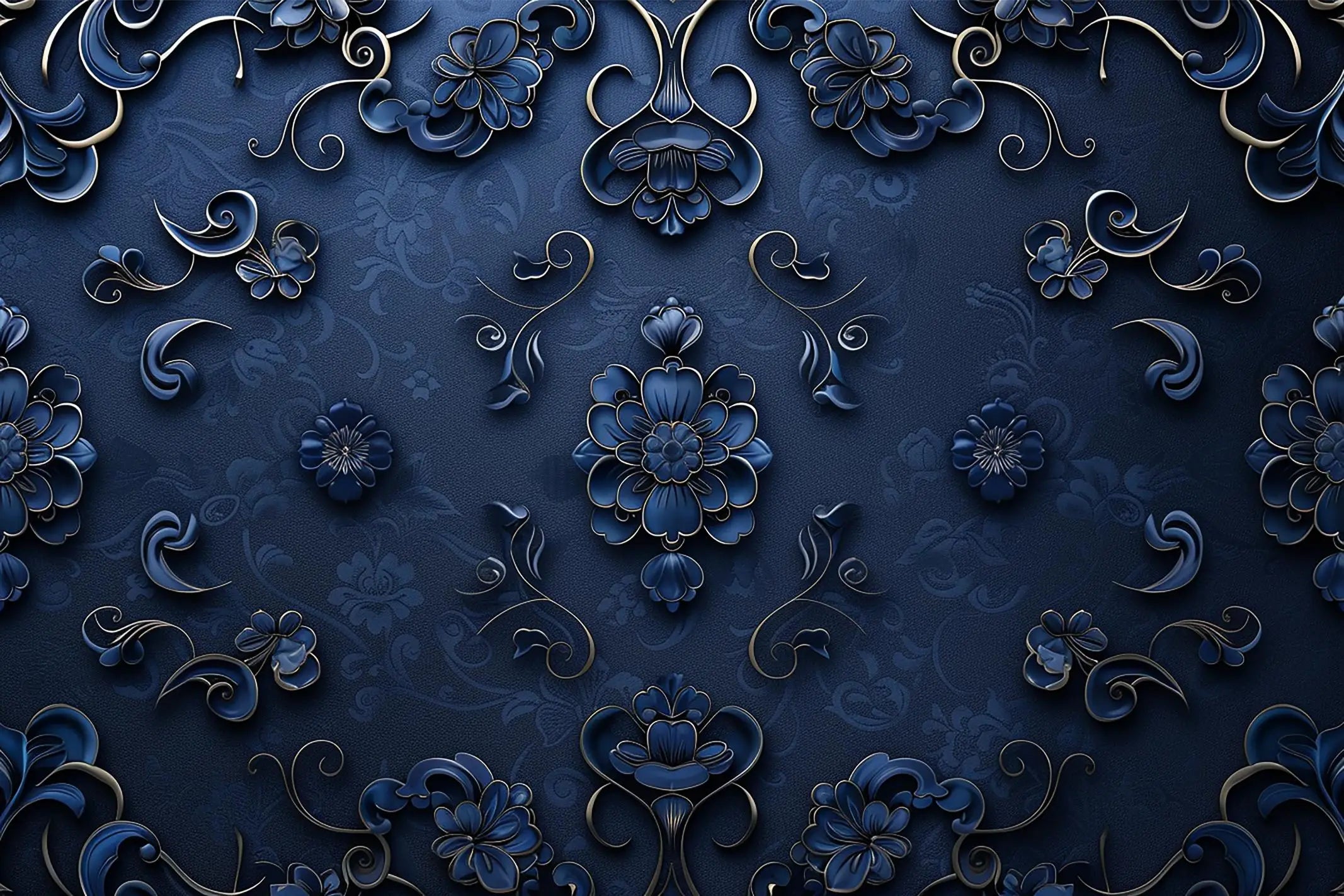 Royal and Gold Blue Wallpaper