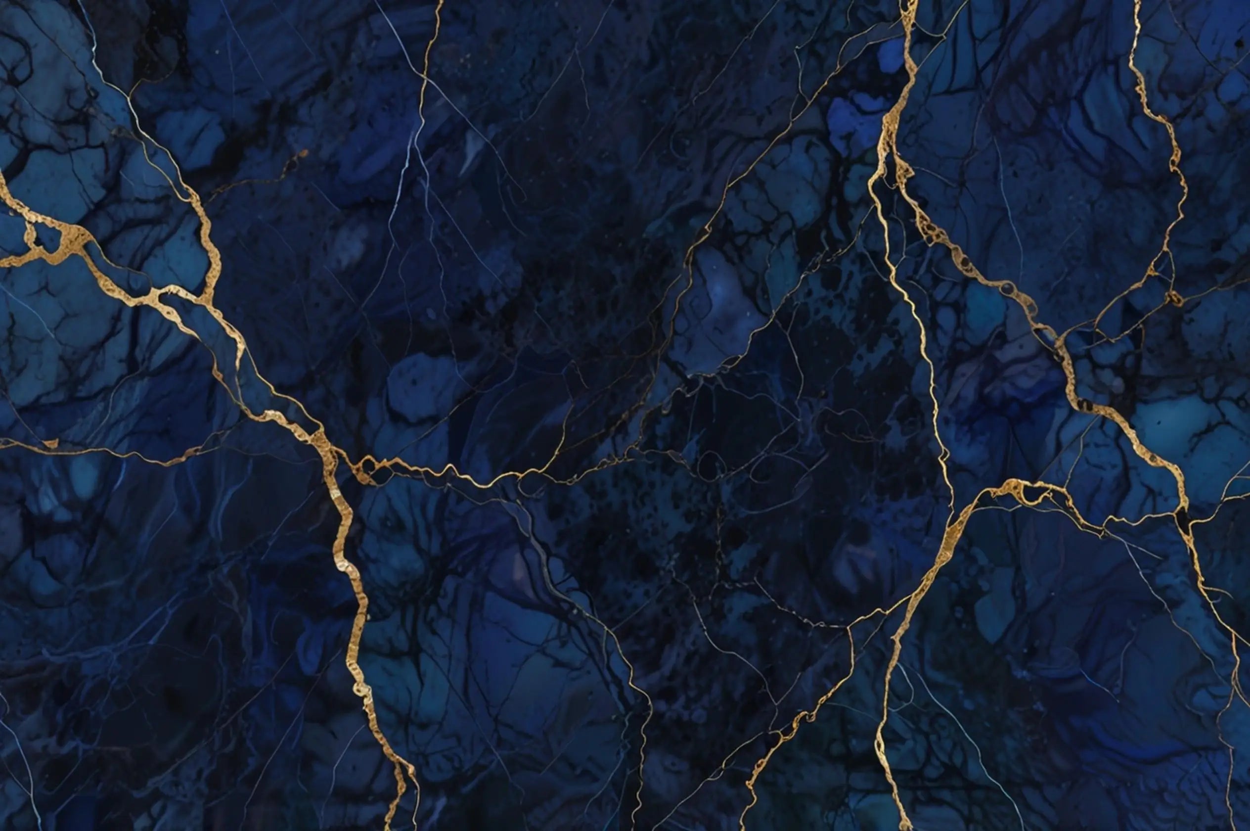 Royal Blue and Gold Wallpaper marmer