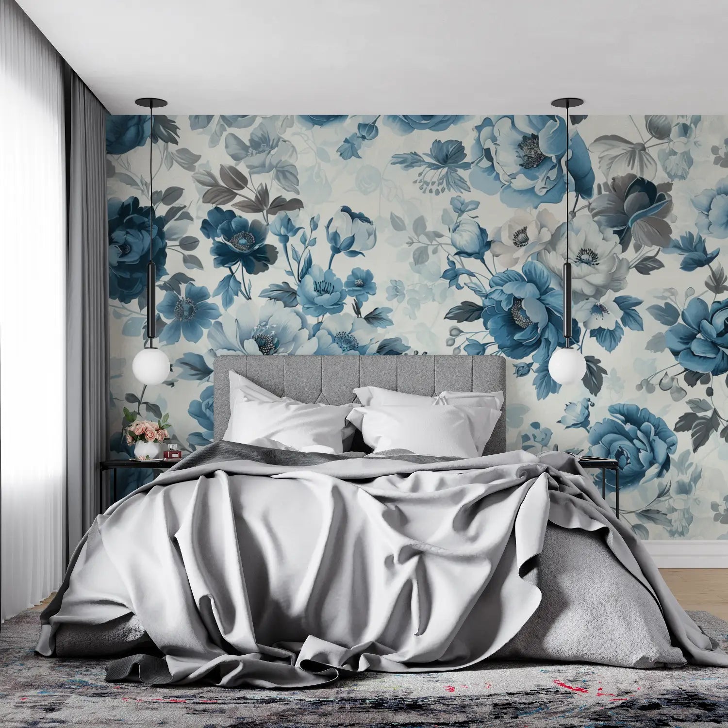 Papier Peint Bleu Vintage - tendance mur