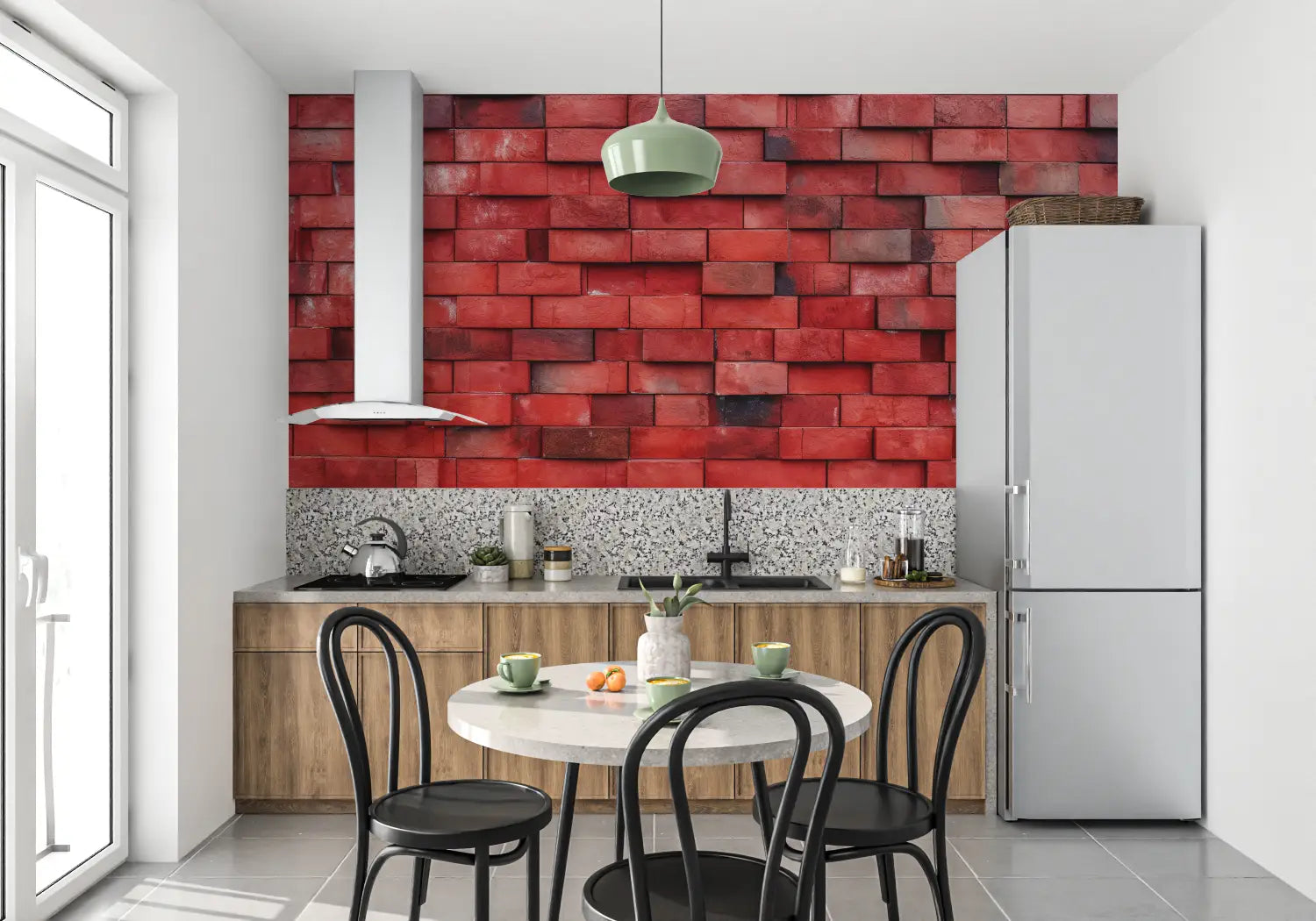 3D-rood baksteenbehang - Second Image