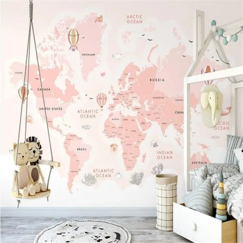 Papier Peint Carte du Monde Rose Gold