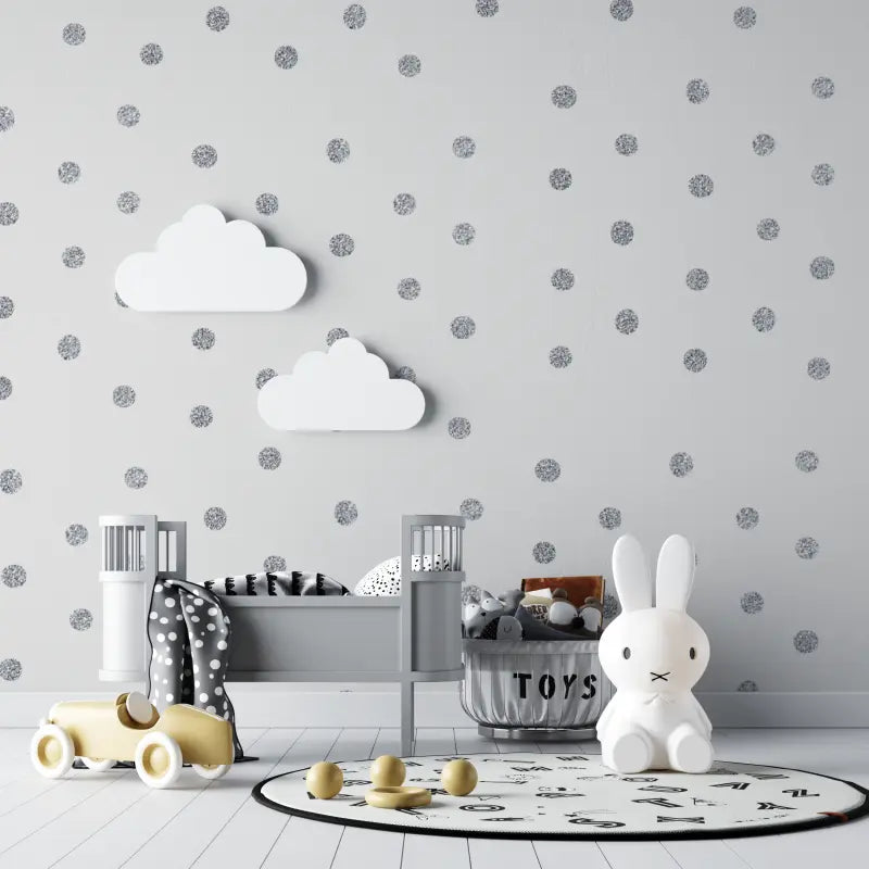 Gray monochrome baby room wallpaper - Second Image