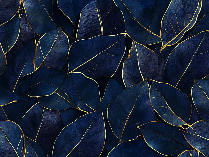 Midnight Blue and Gold Bedroom Wallpaper