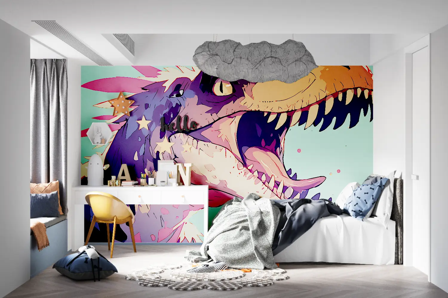 Papier Peint Dinosaure Graffiti - Second Image