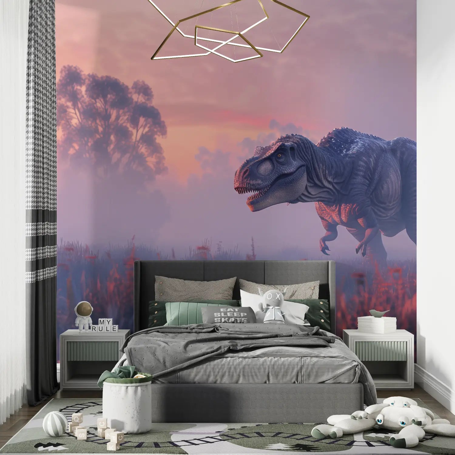 Papier Peint Dinosaure Pastel - chambre petit