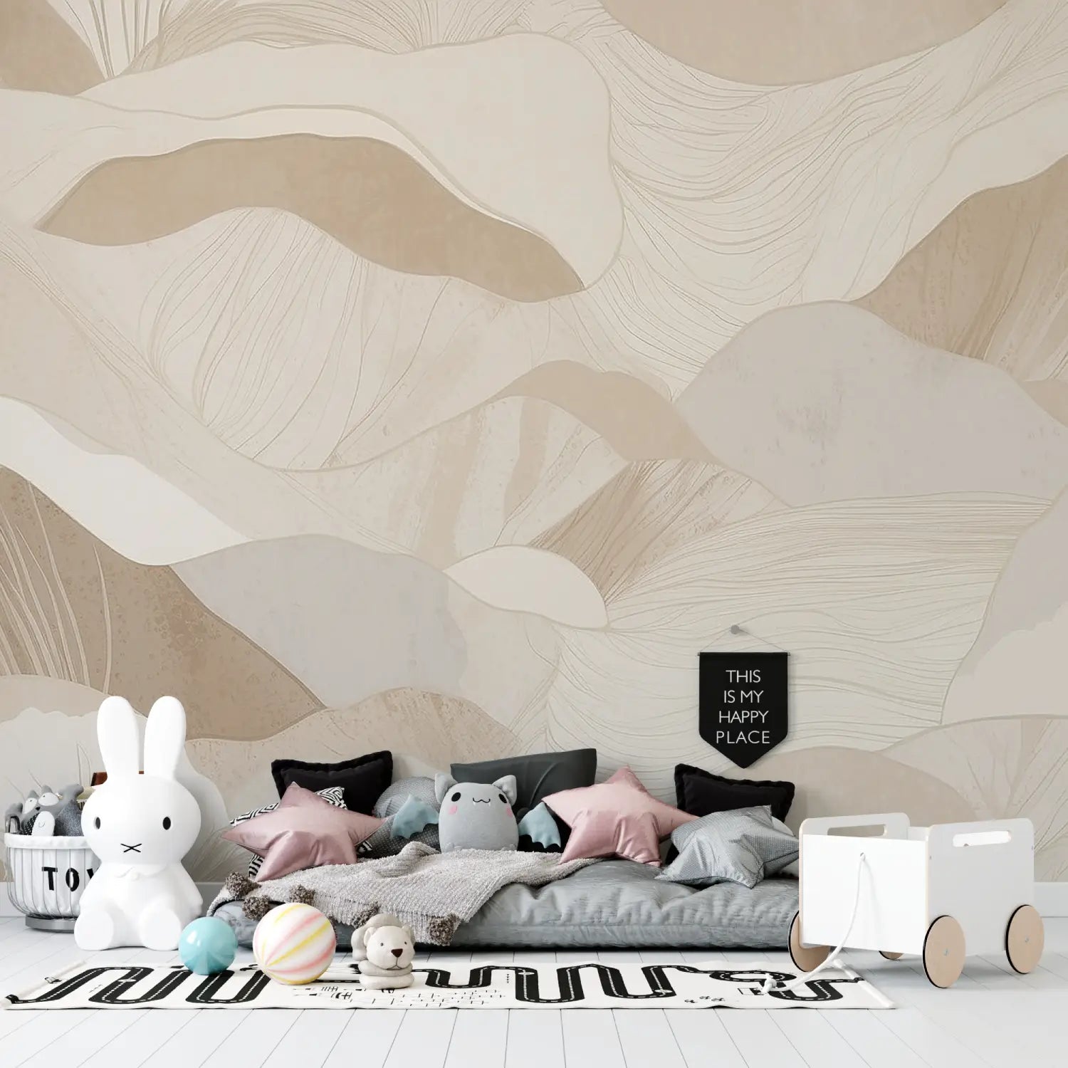 Papier Peint Enfant Design Beige - Second Image