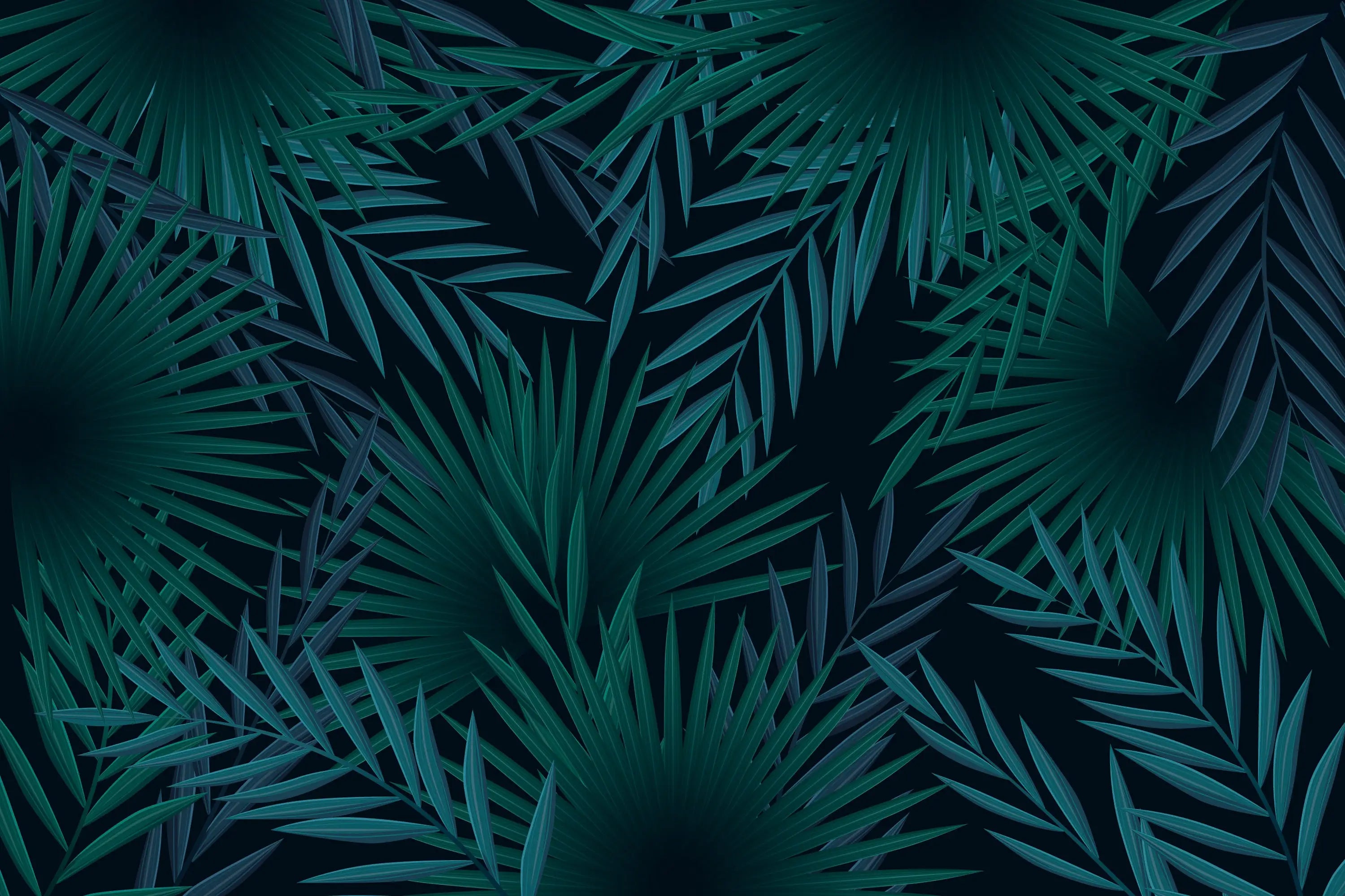 Green blue foliage wallpaper