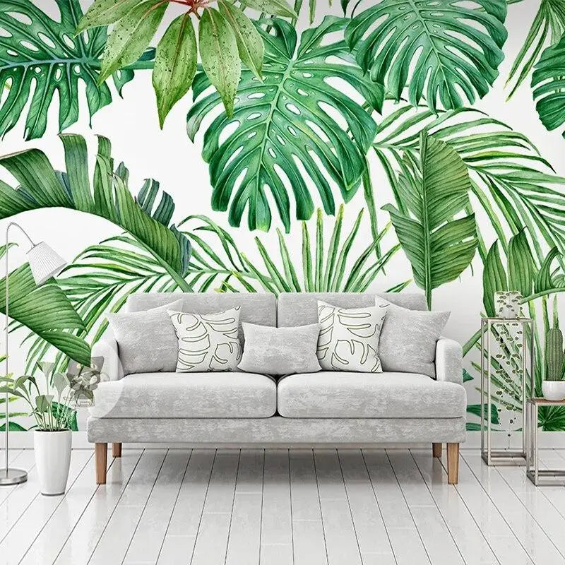 Green and White Foliage Wallpaper - Second Image