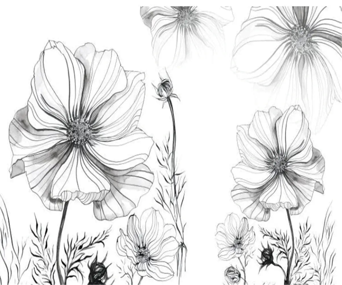 Black and white flower wallpaper