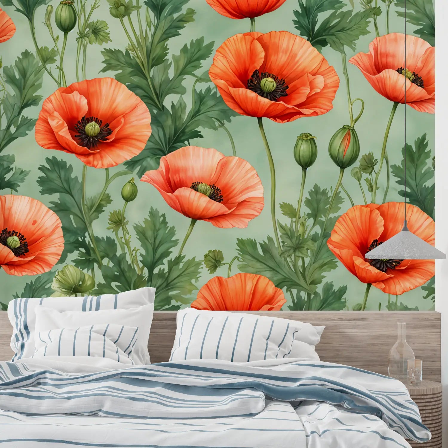 Vintage Red Floral Wallpaper - Second Image