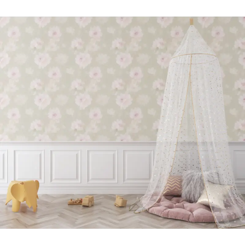 Baby Pink Floral Wallpaper - Second Image