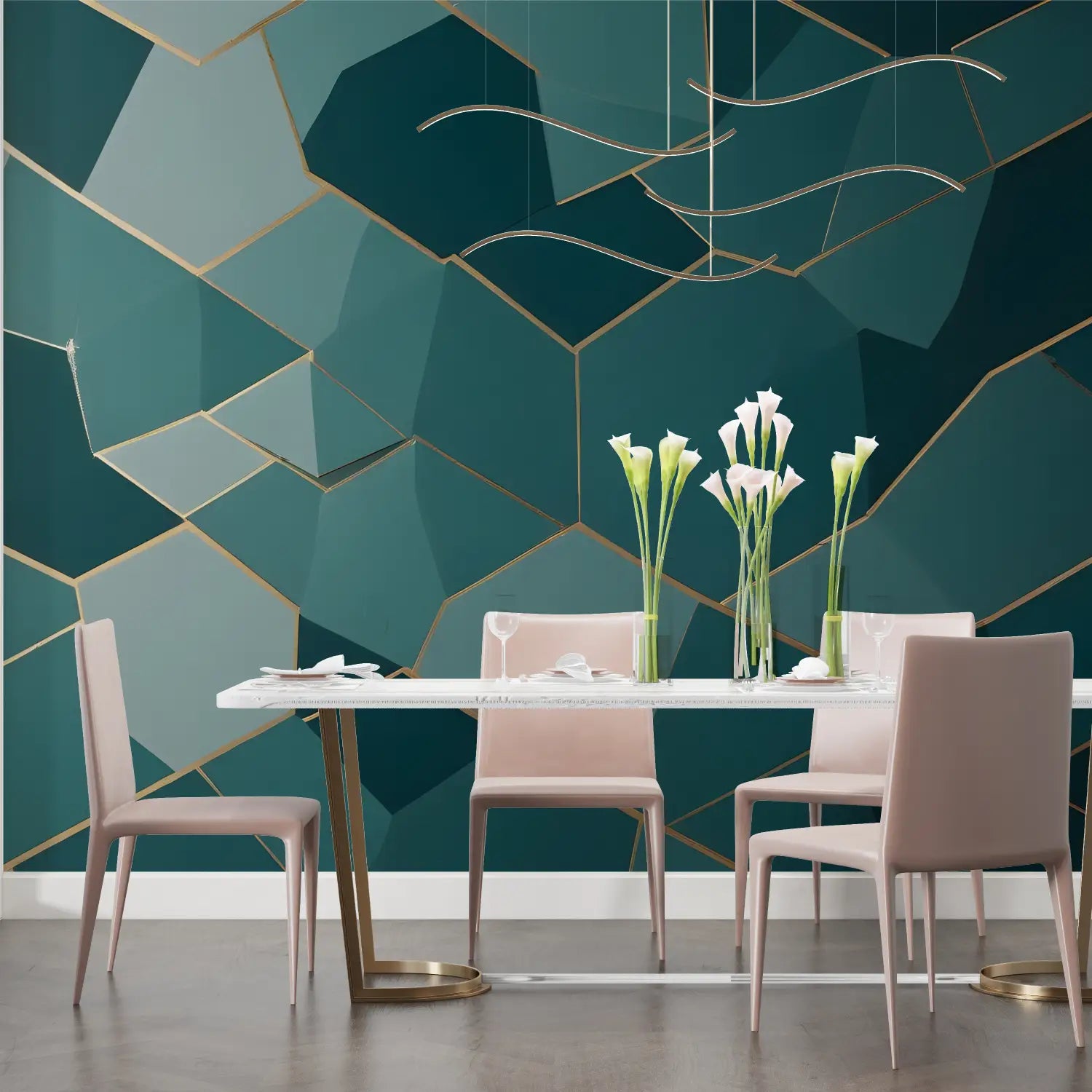 Teal Geometric Wallpaper - Second Image