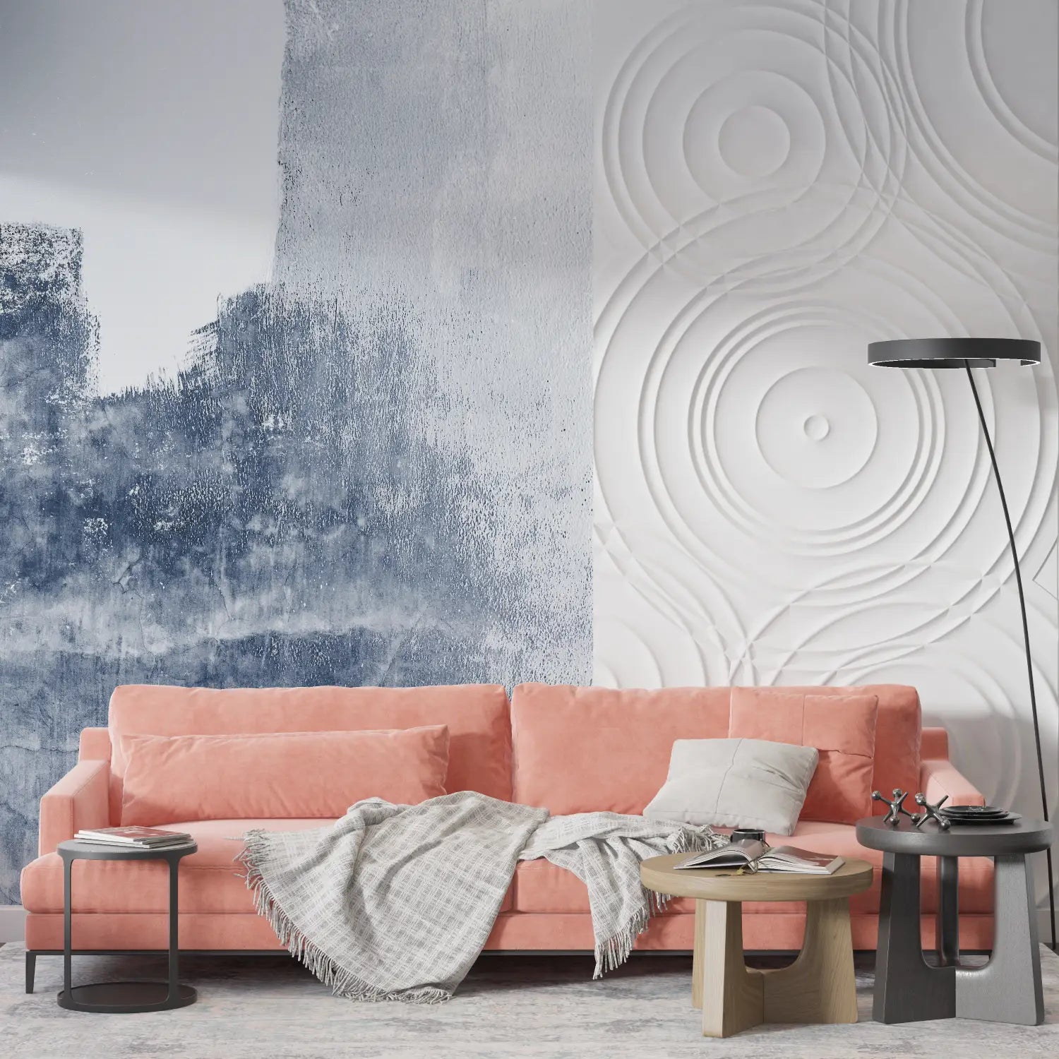 Papier Peint Gris Et Bleu - design