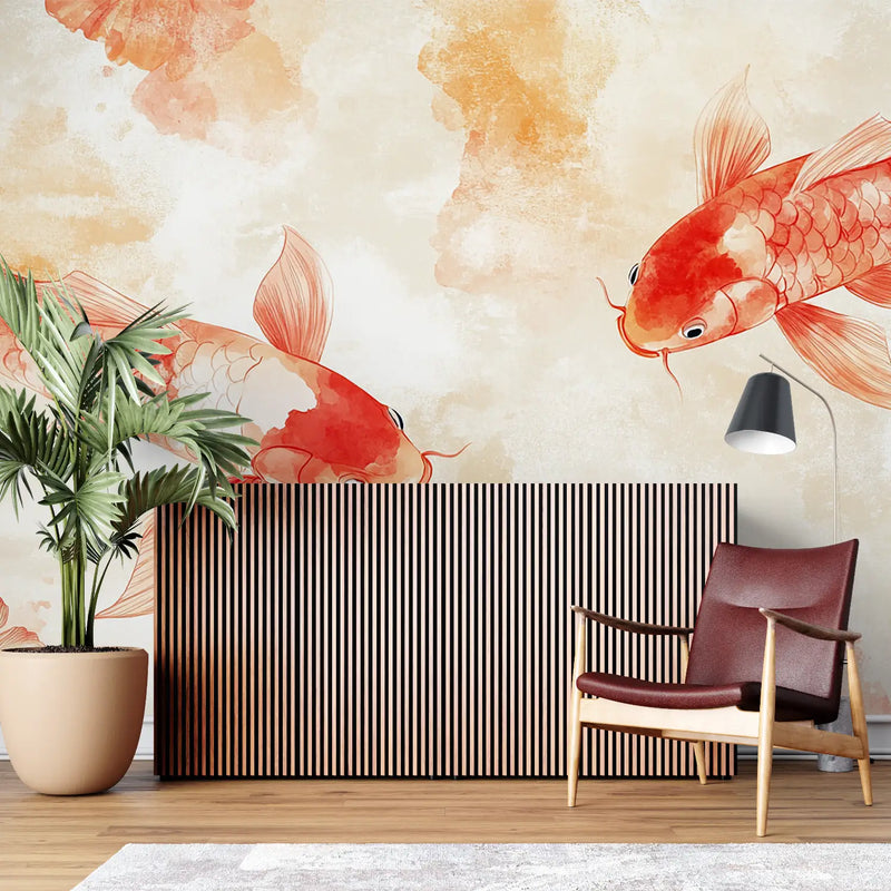 Papier Peint Gros Poisson Rouge - sur mesure