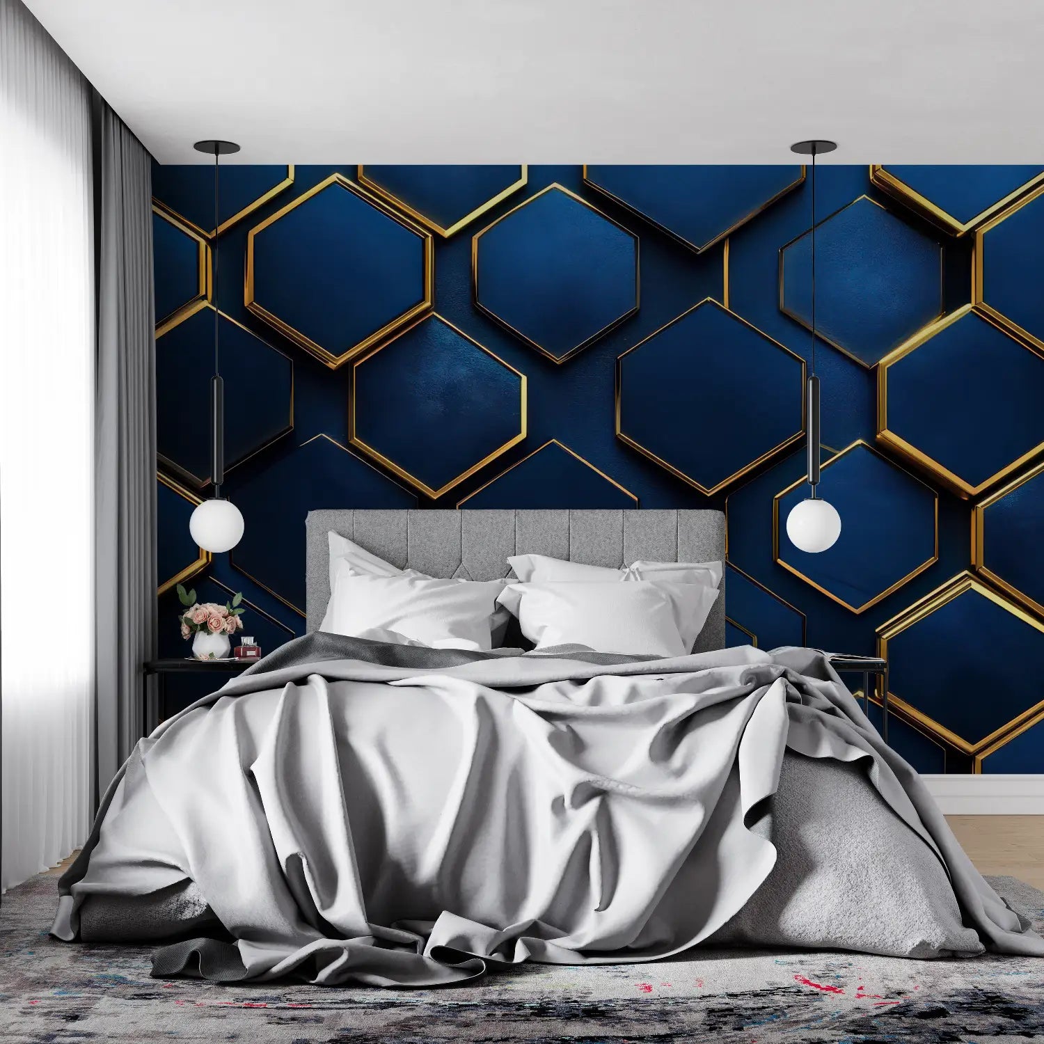 Papier Peint Intissé Bleu - tendance mur