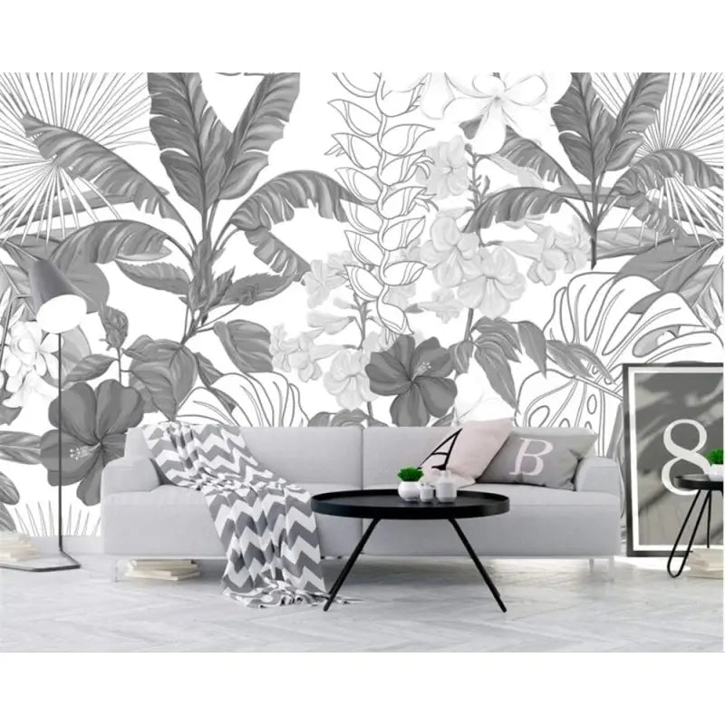 Jungle Design Black and White Wallpaper - Second Image