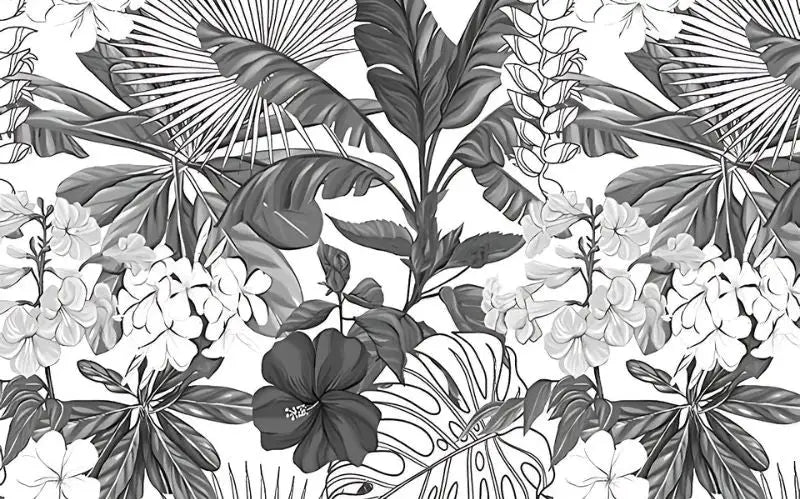 Black and white design jungle wallpaper