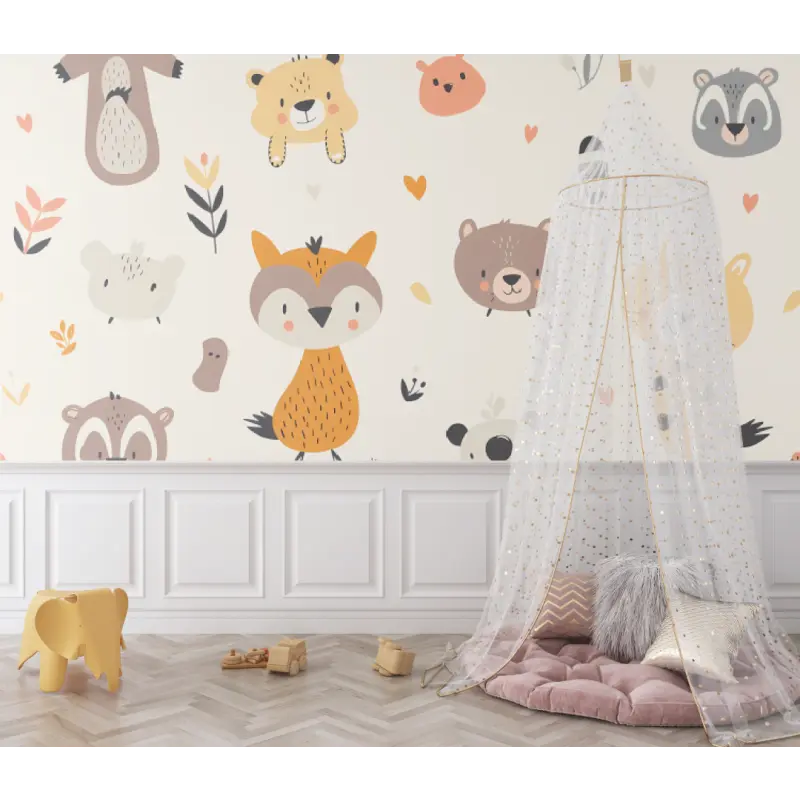 Papier peint Motifs animaux mignons - bebe tipi