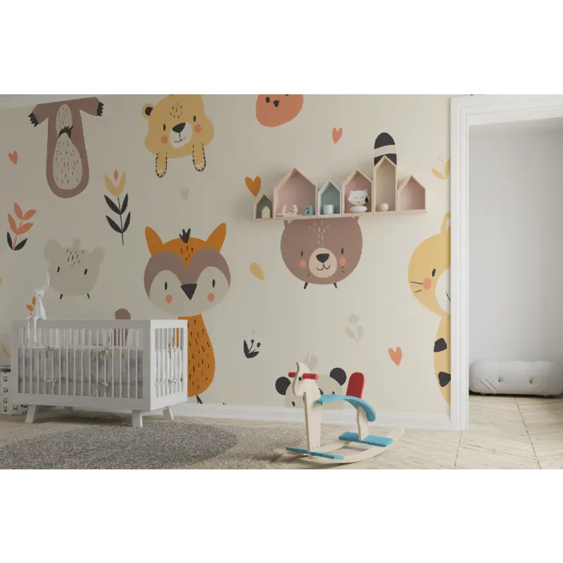 Papier peint Motifs animaux mignons - chambre bébé