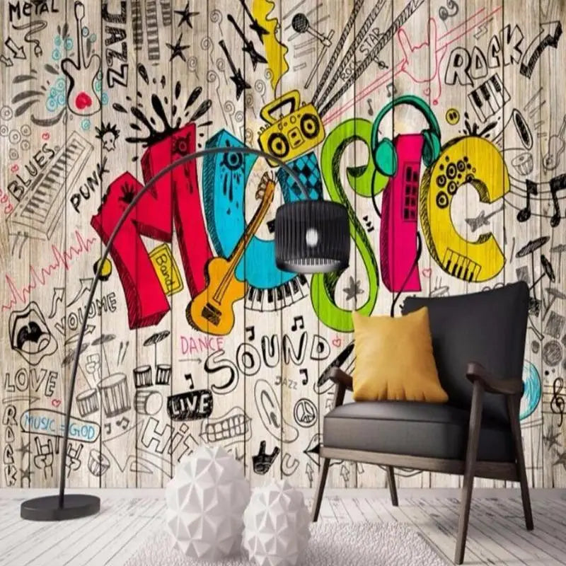 Papier Peint Musique Tag Mural